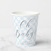 Oh Baby! Sweet Light Blue Gingham-Baby shower Papieren Bekers (Voorkant)