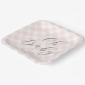 Oh Baby! Sweet Light Pink Gingham-Baby shower Papieren Bordje (Gebogen)