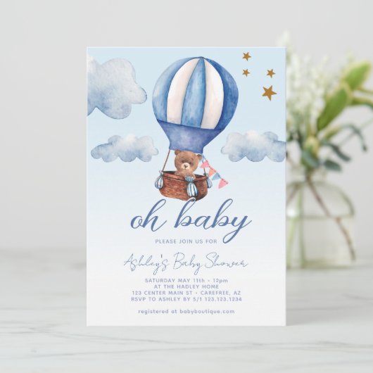 Oh Baby Teddy Bear Baby shower Kaart (Staand voorkant)