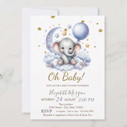 Oh Baby Teddy Bear Baby shower Kaart (Voorkant)