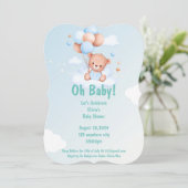 OH BABY TEDDY BEAR BABY SHOWER UITNODIGING VOOR JO (Staand voorkant)
