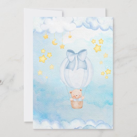 Oh Baby Teddy Bear Balloon Boy Baby Shower  Kaart (Achterkant)