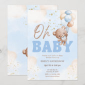Oh Baby Teddy Bear Balloons Boy Baby Shower  Kaart (Voorkant / Achterkant)