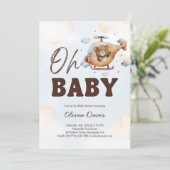 Oh Baby! Teddy Bear Helikopter Baby shower BLAUW Kaart (Staand voorkant)