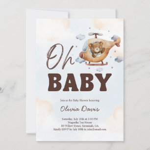 Oh Baby! Teddy Bear Helikopter Baby shower BLAUW Kaart