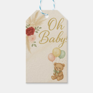 Oh Baby! Teddy Bear & Pampas Floral Baby Shower  Cadeaulabel