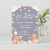 Oh Baby Teddy Bear Twinkle Little Star Baby Shower Kaart (Staand voorkant)