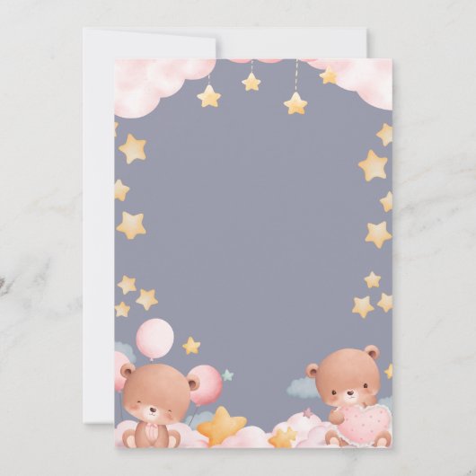 Oh Baby Teddy Bear Twinkle Little Star Baby Shower Kaart (Achterkant)