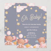 Oh Baby Teddy Bear Twinkle Little Star Baby Shower Kaart (Voorkant / Achterkant)