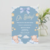 Oh Baby Teddy Bear Twinkle Little Star Baby Shower Kaart (Staand voorkant)