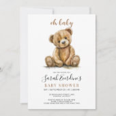Oh Baby Teddy Bear Waterverf Baby shower Kaart (Voorkant)