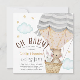 Oh Baby Teddy Bear Woodland Neutraal Baby shower Kaart