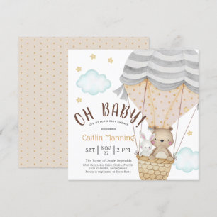 Oh Baby Teddy Bear Woodland Neutraal Baby shower Kaart