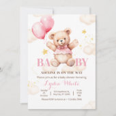 Oh Baby teddybeer met ballonmeisje Baby shower Kaart (Voorkant)