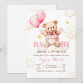 Oh Baby teddybeer met ballonmeisje Baby shower Kaart (Voorkant / Achterkant)