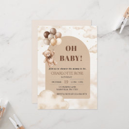 Oh Baby Teddyshower Uitnodigingskaart Neutraal Kaart