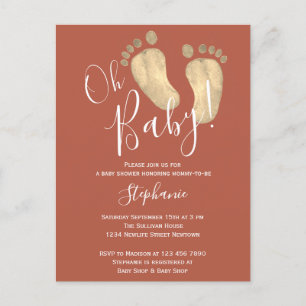 Oh Baby Terracotta Baby shower Briefkaart Uitnodig