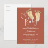Oh Baby Terracotta Baby shower Briefkaart Uitnodig (Voorkant / Achterkant)