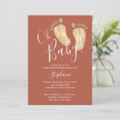 Oh Baby Terracotta Baby shower Kaart (Staand voorkant)