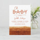 Oh Baby Terracotta Baby shower Kaart (Staand voorkant)