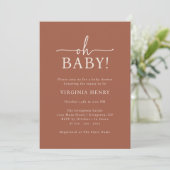 Oh Baby Terracotta Baby shower Kaart (Staand voorkant)