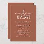 Oh Baby Terracotta Baby shower Kaart (Voorkant / Achterkant)