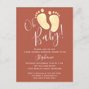 Oh Baby Terracotta Baby shower Uitnodiging Briefka