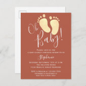 Oh Baby Terracotta Baby shower Uitnodiging Briefka (Voorkant / Achterkant)