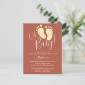 Oh Baby Terracotta Baby shower Uitnodiging Briefka (Staand voorkant)