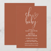 Oh Baby Terracotta Gender Neutral Baby shower Kaart (Voorkant / Achterkant)