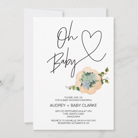 Oh Baby Thanksgiving Herfst Vakantie Baby shower Kaart (Voorkant)
