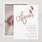 Oh Baby Trendy Script Genderneutraal Baby shower Kaart (Voorkant / Achterkant)