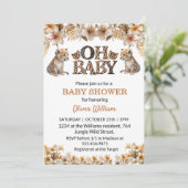 Oh baby Tropical Flowers Leopard baby shower Kaart (Staand voorkant)