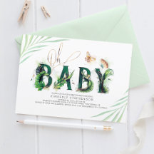 Oh Baby Tropische Greenery en Gold Baby shower