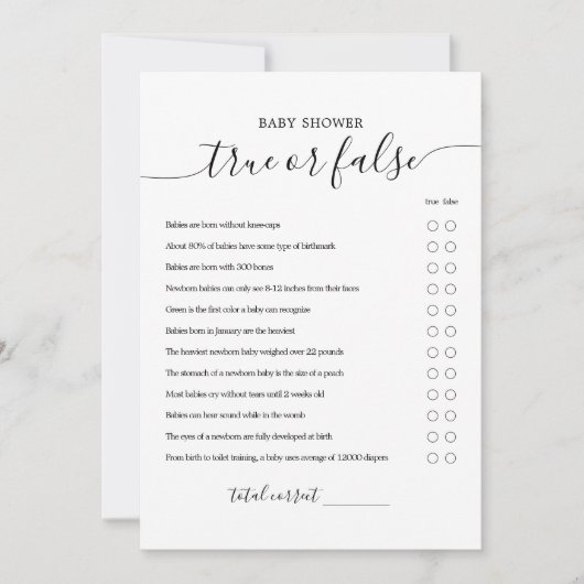 Oh Baby True of Valse Baby shower spel Kaart (Voorkant)