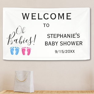 Oh Baby Tweeling Baby Shower Welkom  Spandoek