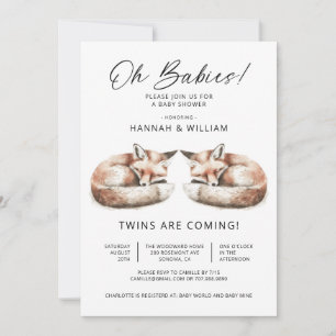Oh Baby Tweeling Kleine Vossen Baby Shower Kaart