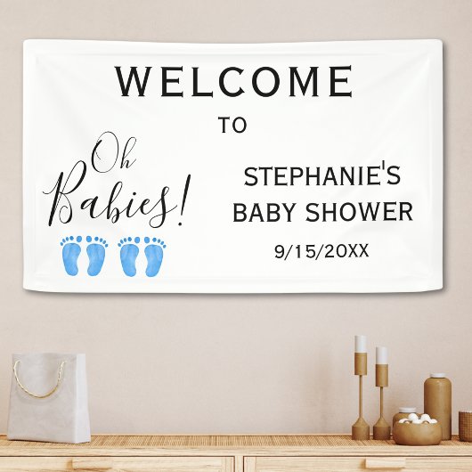 Oh Baby Twin Boys 'Baby shower Welkom Spandoek