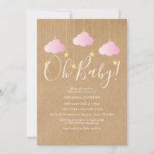 Oh Baby Twinkle Twinkle Baby shower Roze Rustiek Kaart (Voorkant)