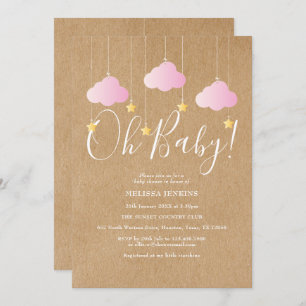 Oh Baby Twinkle Twinkle Baby shower Roze Rustiek Kaart