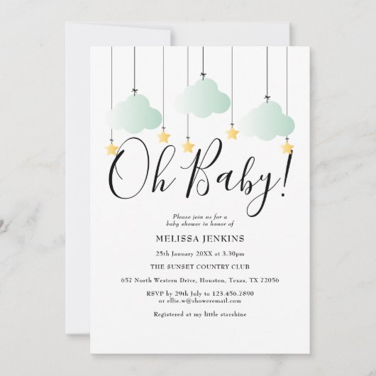 Oh Baby Twinkle Twinkle Green Baby shower Sprinkle Kaart (Voorkant)