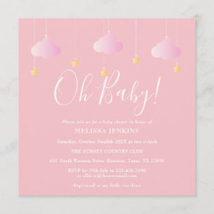 Oh Baby Twinkle Twinkle Pink Baby shower Kaart