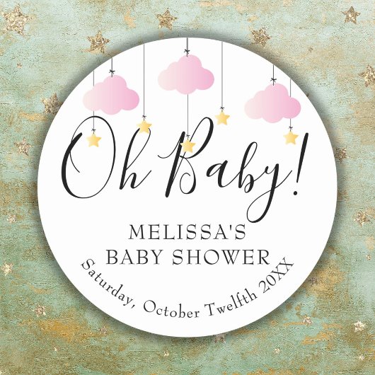 Oh Baby Twinkle Twinkle Pink Baby shower Ronde Sticker