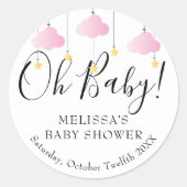 Oh Baby Twinkle Twinkle Pink Baby shower Ronde Sticker (Voorkant)