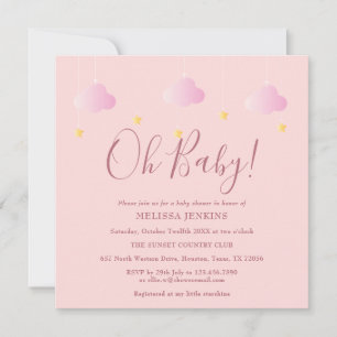 Oh Baby Twinkle Twinkle Roze Baby Shower Kaart