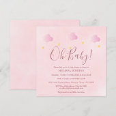 Oh Baby Twinkle Twinkle Soft Pink Baby shower Kaart (Voorkant / Achterkant)
