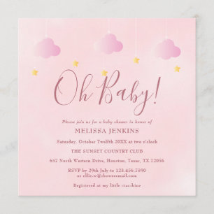 Oh Baby Twinkle Twinkle Soft Pink Baby shower Kaart