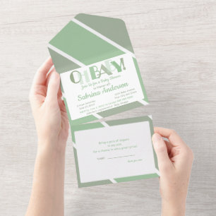 Oh Baby Typografie Baby shower dansende letters All In One Uitnodiging