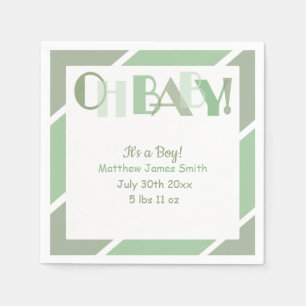Oh Baby Typografie Groen Modern Baby shower Servet