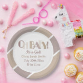 Oh Baby Typografie Mocha Modern Baby shower Papieren Bordje (Feest)